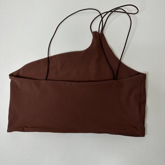 Alix NYC Chocolate Brown Avon Asymmetrical One Shoulder Thin Strap Crop Top S - Picture 8 of 13
